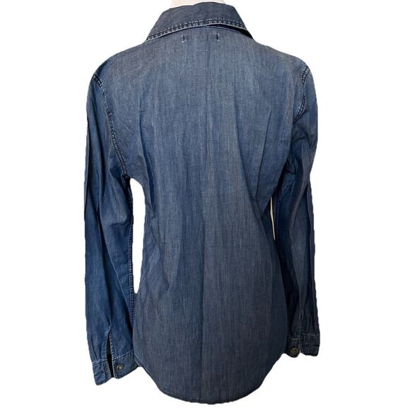 Banana Republic Shirt women S Chambray Denim Button Up Western Cowboy Jean - Picture 4 of 12